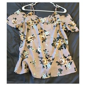 Pink floral off the shoulder tank